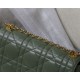 LARGE Dior CARO BAG Quilted Macrocannage Gold Metal Calfskin Green High