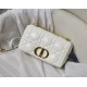 MEDIUM Dior CARO BAG Quilted Macrocannage Gold Metal Calfskin White High