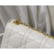 MEDIUM Dior CARO BAG Quilted Macrocannage Gold Metal Calfskin White High