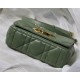 SMALL Dior CARO BAG Quilted Macrocannage Gold Metal Calfskin Green High