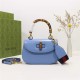 Gucci Bamboo 1947 small top handle bag Blue Leather 675797 High