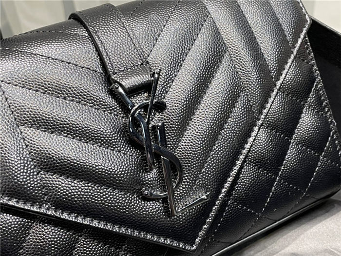 ENVELOPE SMALL BAG IN MIX MATELASSÉ GRAIN DE POUDRE EMBOSSED LEATHER Black-Black High