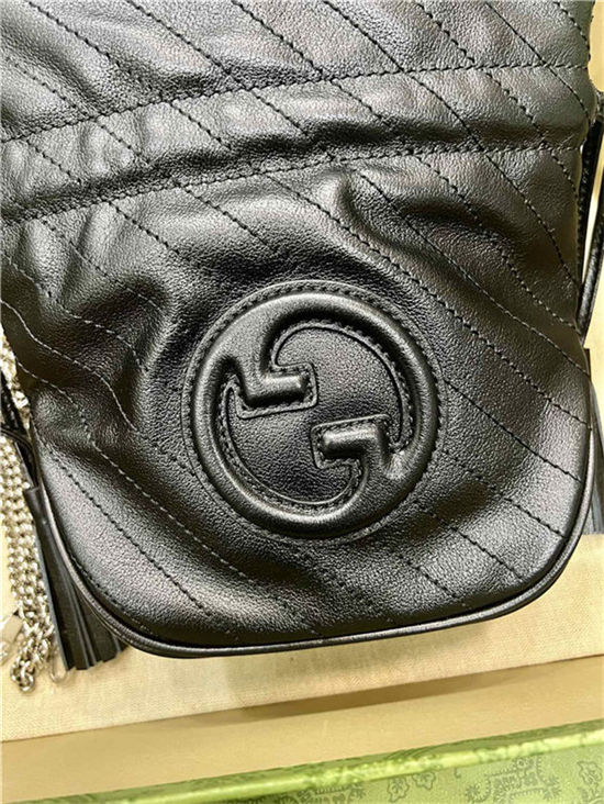 Gucci BLONDIE MINI BUCKET BAG 760313 Leather Black High