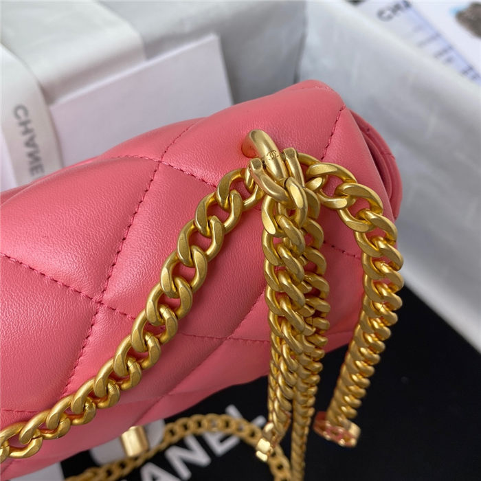 Chanel MINI FLAP BAG with Enamel buckle Lambskin & Gold-Tone Metal Pink A