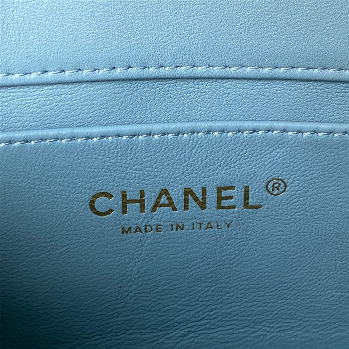 Chanel MINI FLAP BAG with Enamel buckle Lambskin & Gold-Tone Metal Blue A