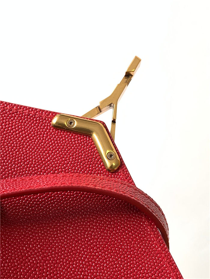 CASSANDRA MINI TOP HANDLE BAG IN GRAIN DE POUDRE EMBOSSED LEATHER Red High