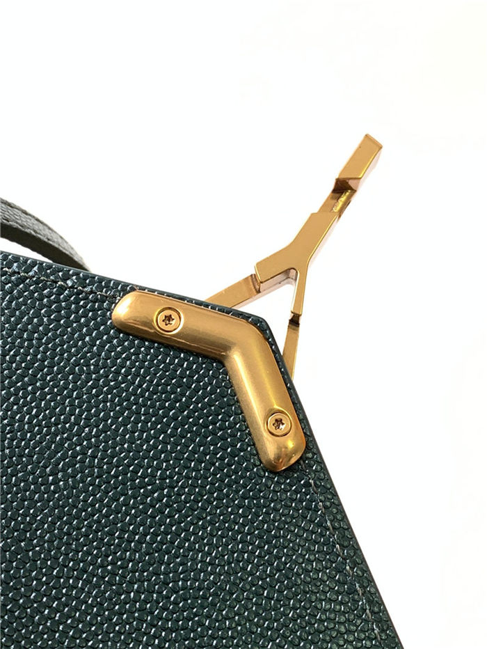 CASSANDRA MINI TOP HANDLE BAG IN GRAIN DE POUDRE EMBOSSED LEATHER Green High