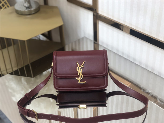 SOLFERINO SMALL SATCHEL IN BOX SAINT LAURENT LEATHER Burgundy High