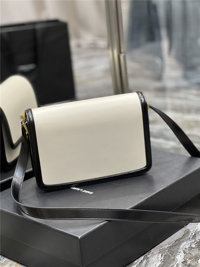 SOLFERINO MEDIUM SATCHEL IN BOX SAINT LAURENT LEATHER Black/White High