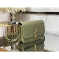 SOLFERINO MEDIUM SATCHEL IN BOX SAINT LAURENT LEATHER Green High