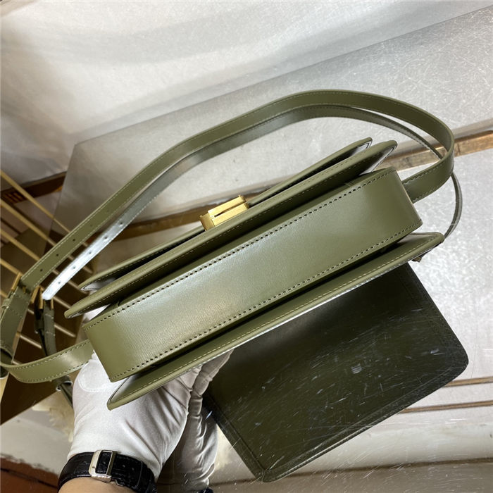 SOLFERINO MEDIUM SATCHEL IN BOX SAINT LAURENT LEATHER Green High