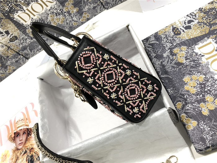 MINI LADY Dior BAG Cannage Calfskin with Beaded Embroidery High