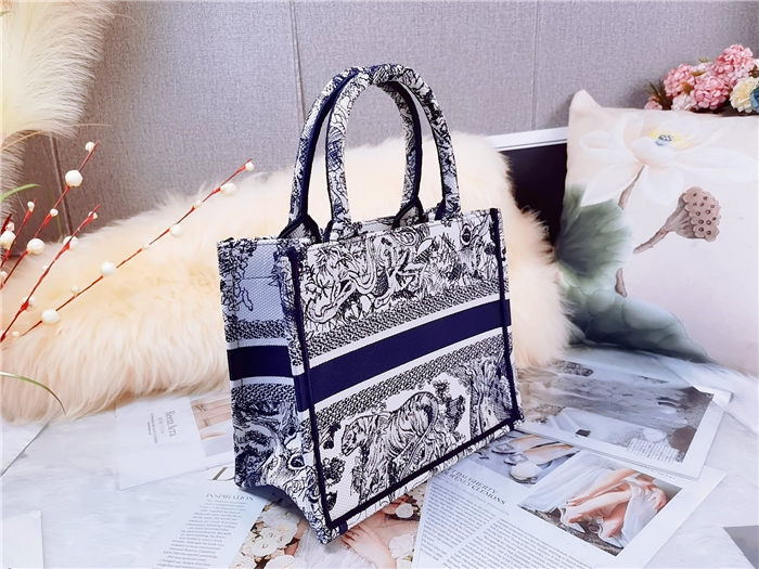 SMALL Dior BOOK TOTE Toile de Jouy Embroidery Mid