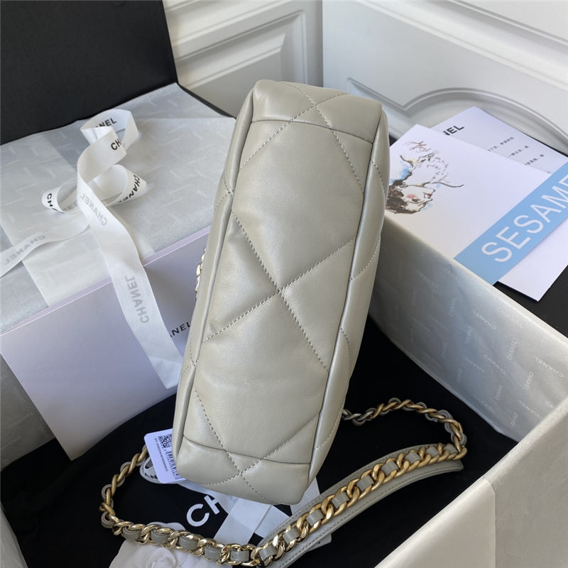 Chanel 19 Flap Bag Goatskin/Lambskin Grey Silver High