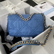 Chanel 19 Flap Bag Denim Silver High