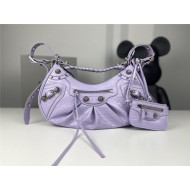 WOMEN'S LE CAGOLE SMALL SHOULDER BAG Corocodile IN Lilac High