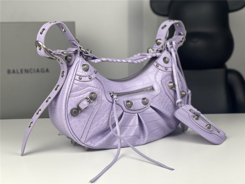 WOMEN'S LE CAGOLE SMALL SHOULDER BAG Corocodile IN Lilac High