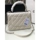 SMALL FLAP BAG WITH TOP HANDLE Lambskin Silver Metal A