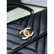 SMALL FLAP BAG WITH TOP HANDLE Chevrons Pattern Lambskin Anti-Gold Metal Black A