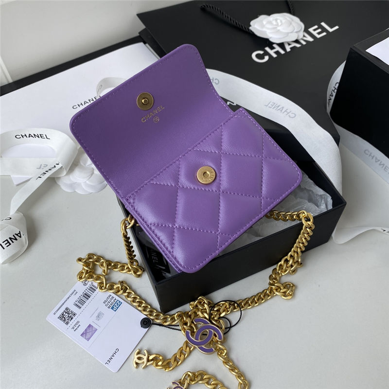 Chanel CLUTCH WITH CHAIN AP2638 Lambskin, Enamel & Gold-Tone Metal Purple A