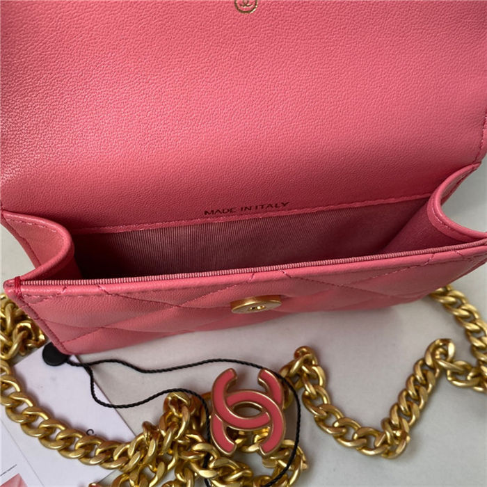 Chanel CLUTCH WITH CHAIN AP2638 Lambskin, Enamel & Gold-Tone Metal Coral A