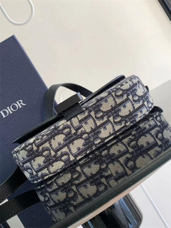 SADDLE POUCH WITH STRAP Dior Oblique Jacquard and Grained Calfskin High