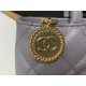 Chanel Vintage Hobo Bag Grained Calfskin AS0814 Grey High