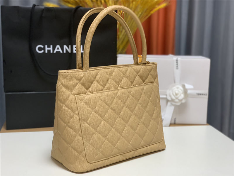 Chanel Vintage Hobo Bag Grained Calfskin AS0814 Beige High