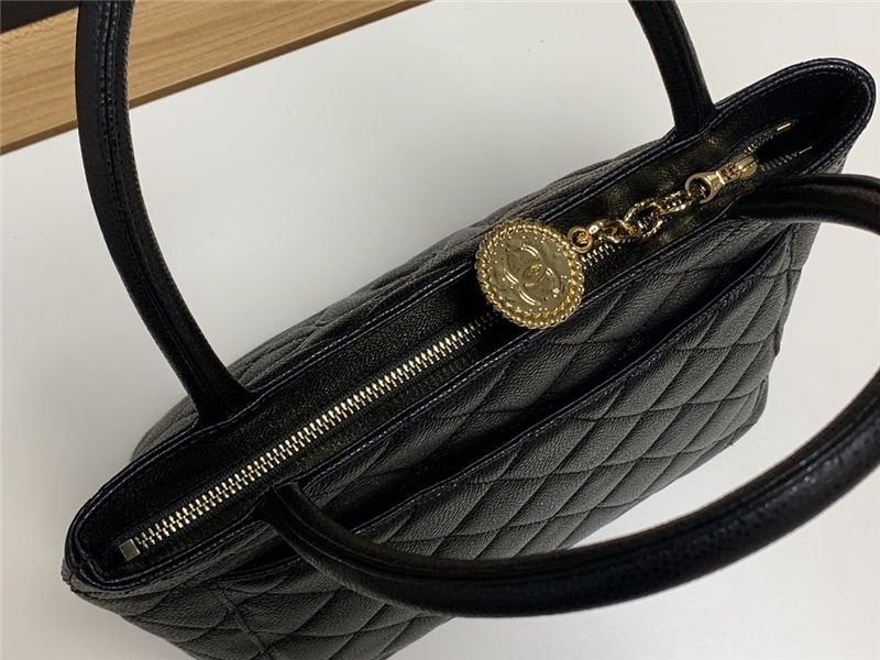 Chanel Vintage Hobo Bag Grained Calfskin AS0814 Black High