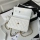 Chanel WALLET ON CHAIN AP2804 Grained Shiny Calfskin & Gold-Tone Metal White A