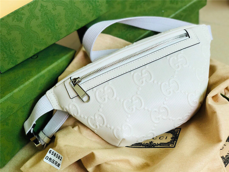 GG Embossed belt bag 658582 White High