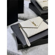 MONOGRAM CLUTCH IN MIX MATELASSÉ GRAIN DE POUDRE EMBOSSED LEATHER White High