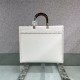 MEDIUM Fendi SUNSHINE Leather Shopper with Decorative Stitching White High