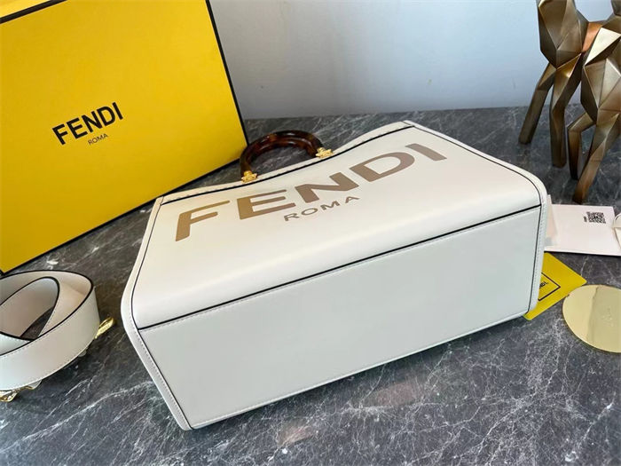 MEDIUM Fendi SUNSHINE Leather Shopper White High