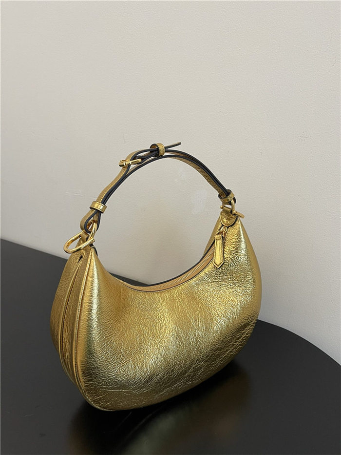 Fendigraphy Small Leather Bag Gold High