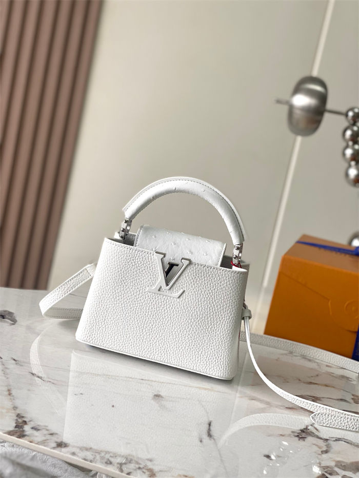 Louis Vuitton Capucines Mini Bag Taurillon and ostrich leather M21164 White High