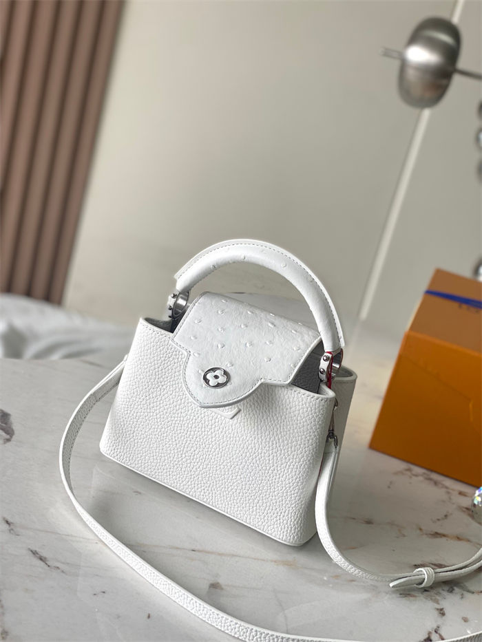 Louis Vuitton Capucines Mini Bag Taurillon and ostrich leather M21164 White High