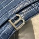 WOMEN'S HOURGLASS SMALL TOP HANDLE BAG Crocodile Navy Blue High