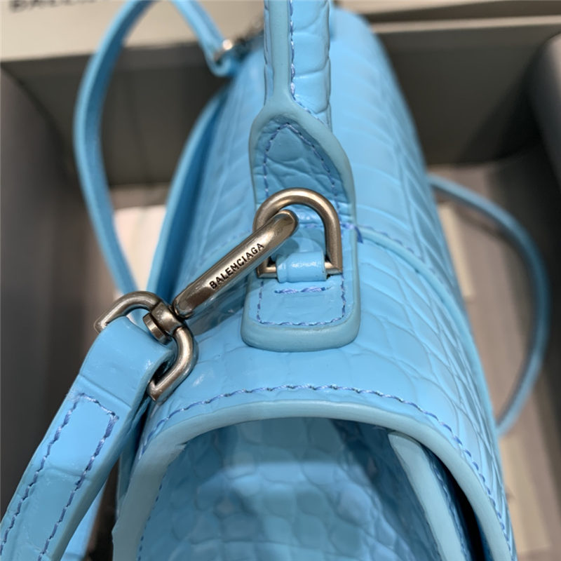 WOMEN'S HOURGLASS SMALL TOP HANDLE BAG Crocodile Sky Blue High