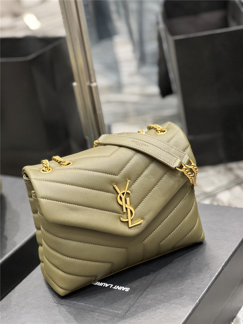 LOULOU SMALL IN MATELASSÉ “Y” LEATHER Gold-Tone Green High