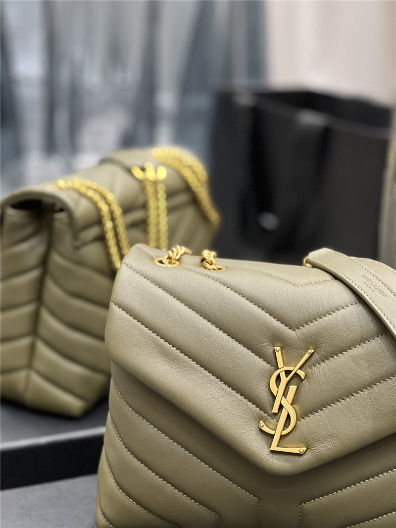 LOULOU SMALL IN MATELASSÉ “Y” LEATHER Gold-Tone Green High