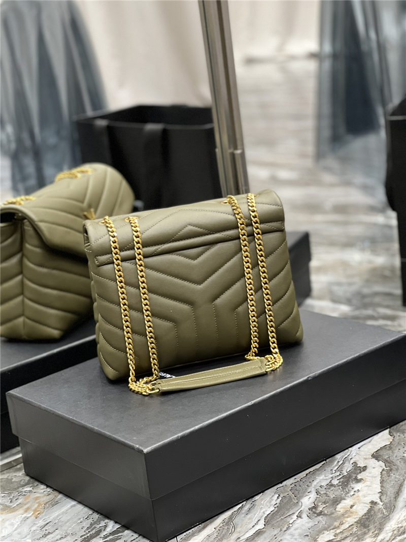 LOULOU SMALL IN MATELASSÉ “Y” LEATHER Gold-Tone Green High