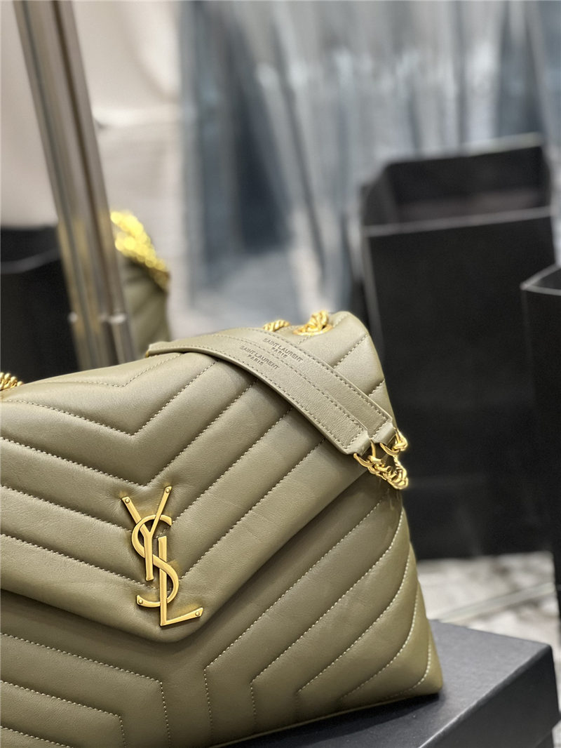 LOULOU MEDIUM IN MATELASSÉ “Y” LEATHER Gold-Tone Green High