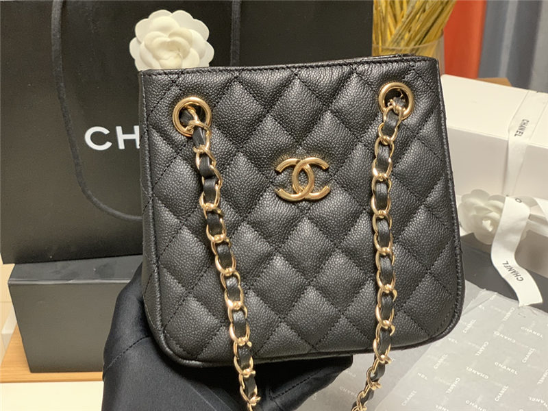 Chanel BUCKET BAG AS3176 Grained Calfskin Gold-Tone Metal Black High