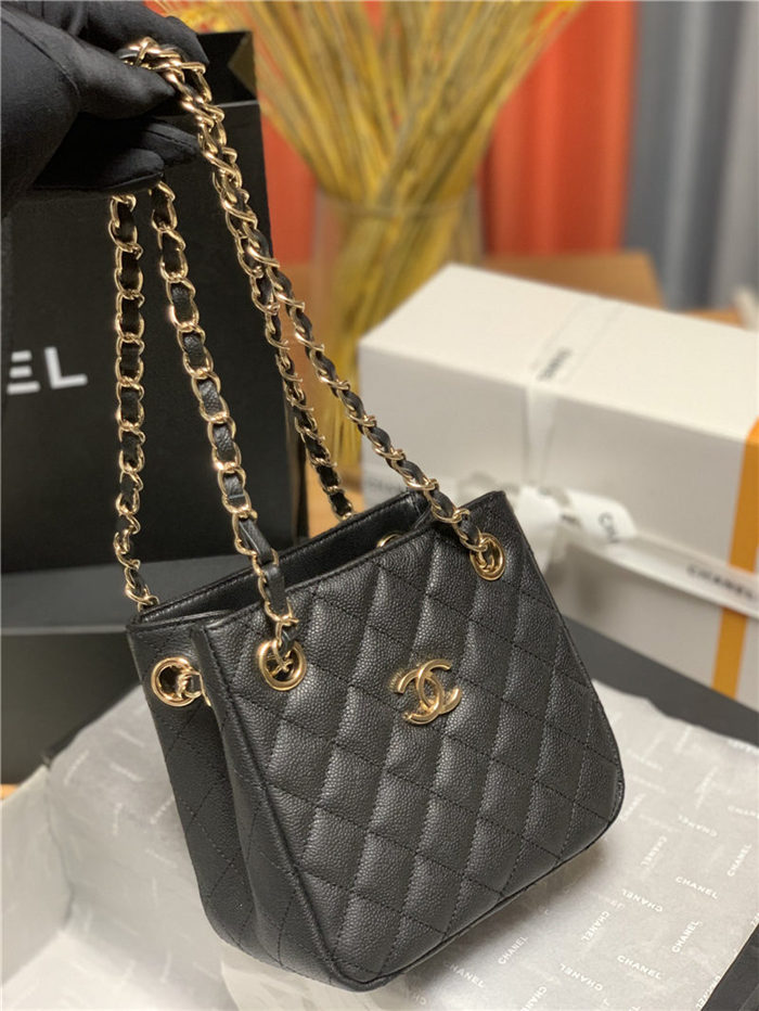 Chanel BUCKET BAG AS3176 Grained Calfskin Gold-Tone Metal Black High