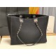 SHOPPING BAG Mixed Fibers & Silver-Tone Metal Black High