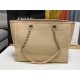 SHOPPING BAG Mixed Fibers & Silver-Tone Metal Beige High