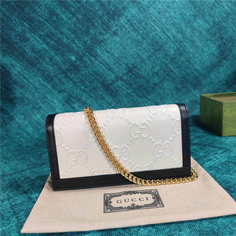 Gucci GG wallet with chain 676155 White High