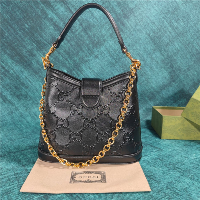 Small GG shoulder bag 675788 Black High