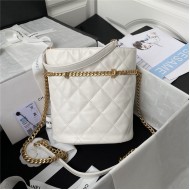 Chanel BUCKET BAG AS3116 Lambskin Enamel & Gold-Tone Metal White A